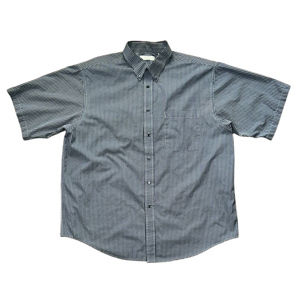 Turnbury Short-Sleeve Button-Down Blue Gingham Shirt Men's XL